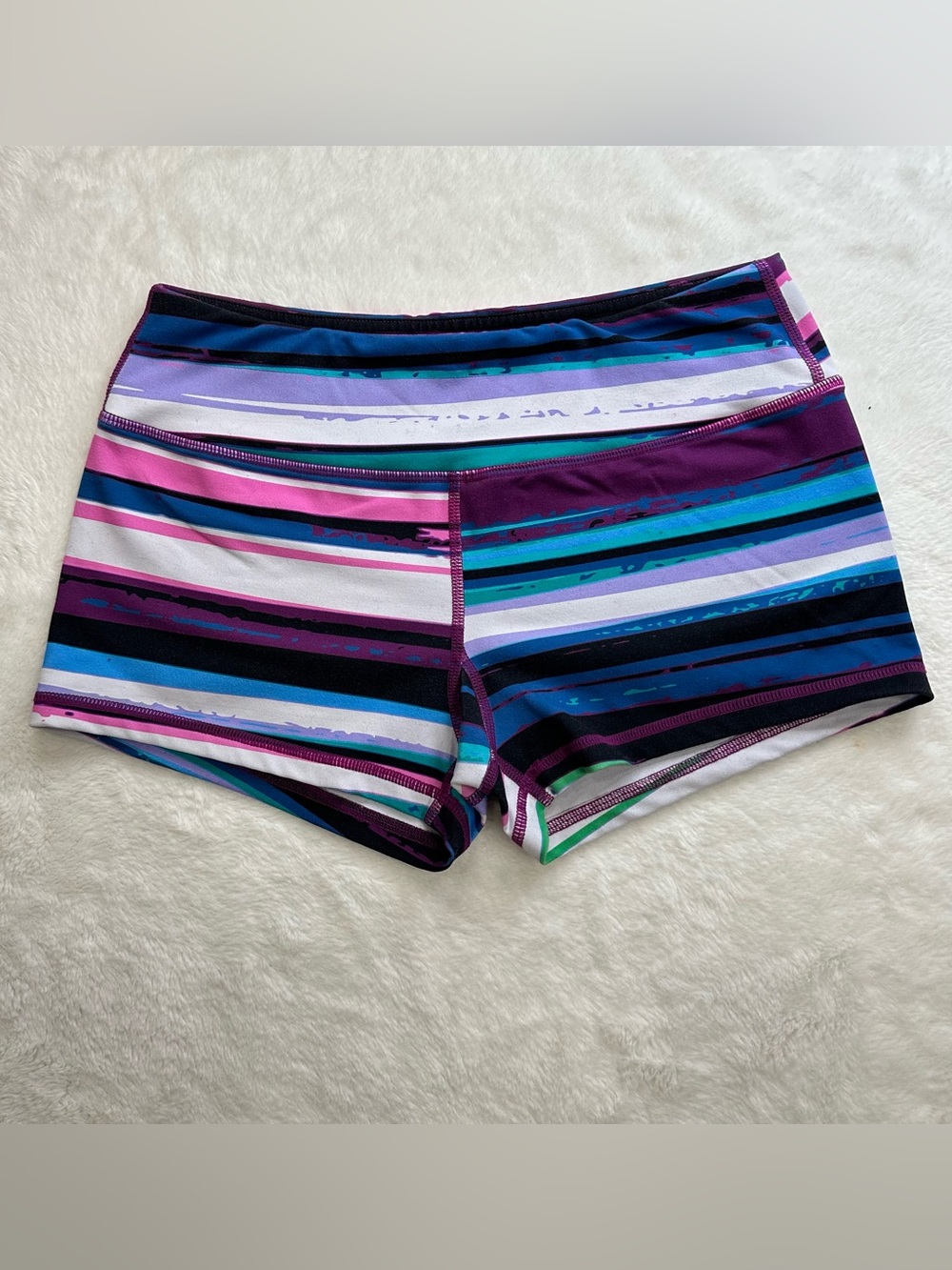 Savage Barbell Foxy Booty Striped Workout Shorts Size Medium